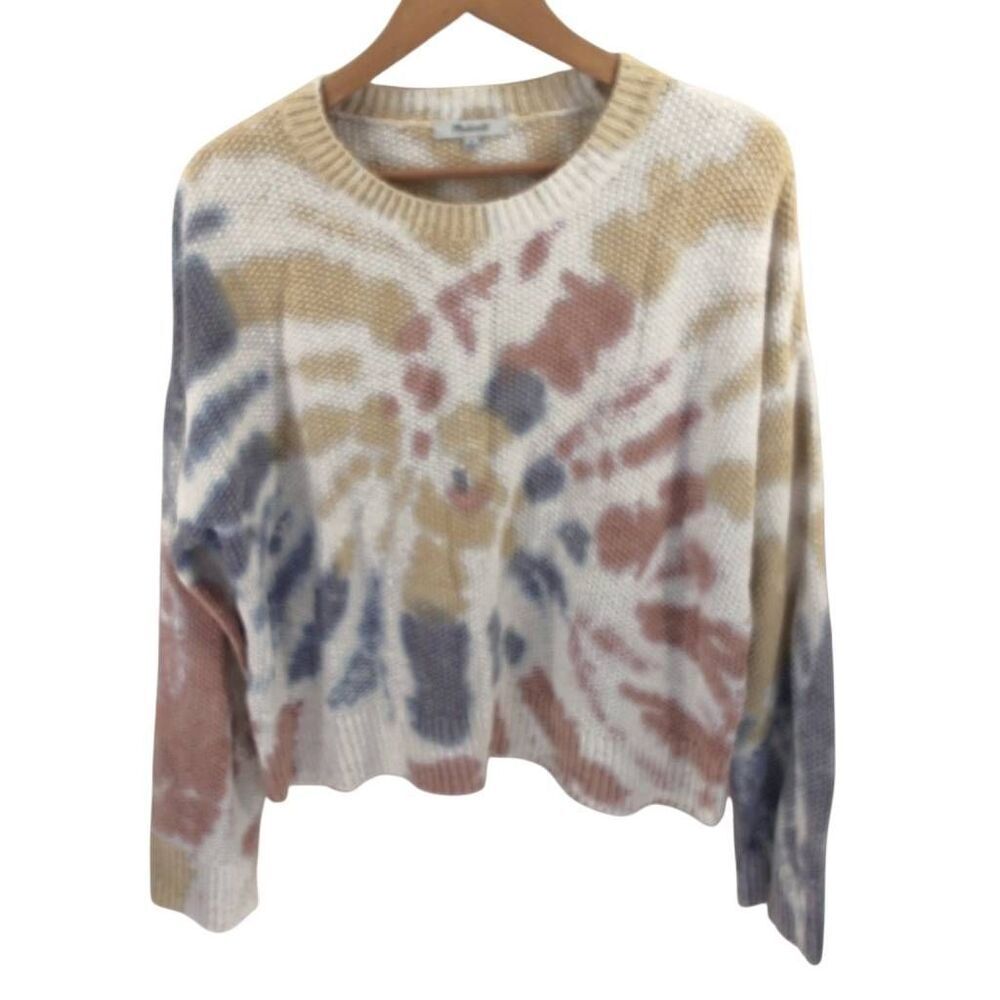 Madewell Tie Dye100% Cotton Knit Cropped Beach Sweater Elevated Westford Pullove - Picture 2 of 9
